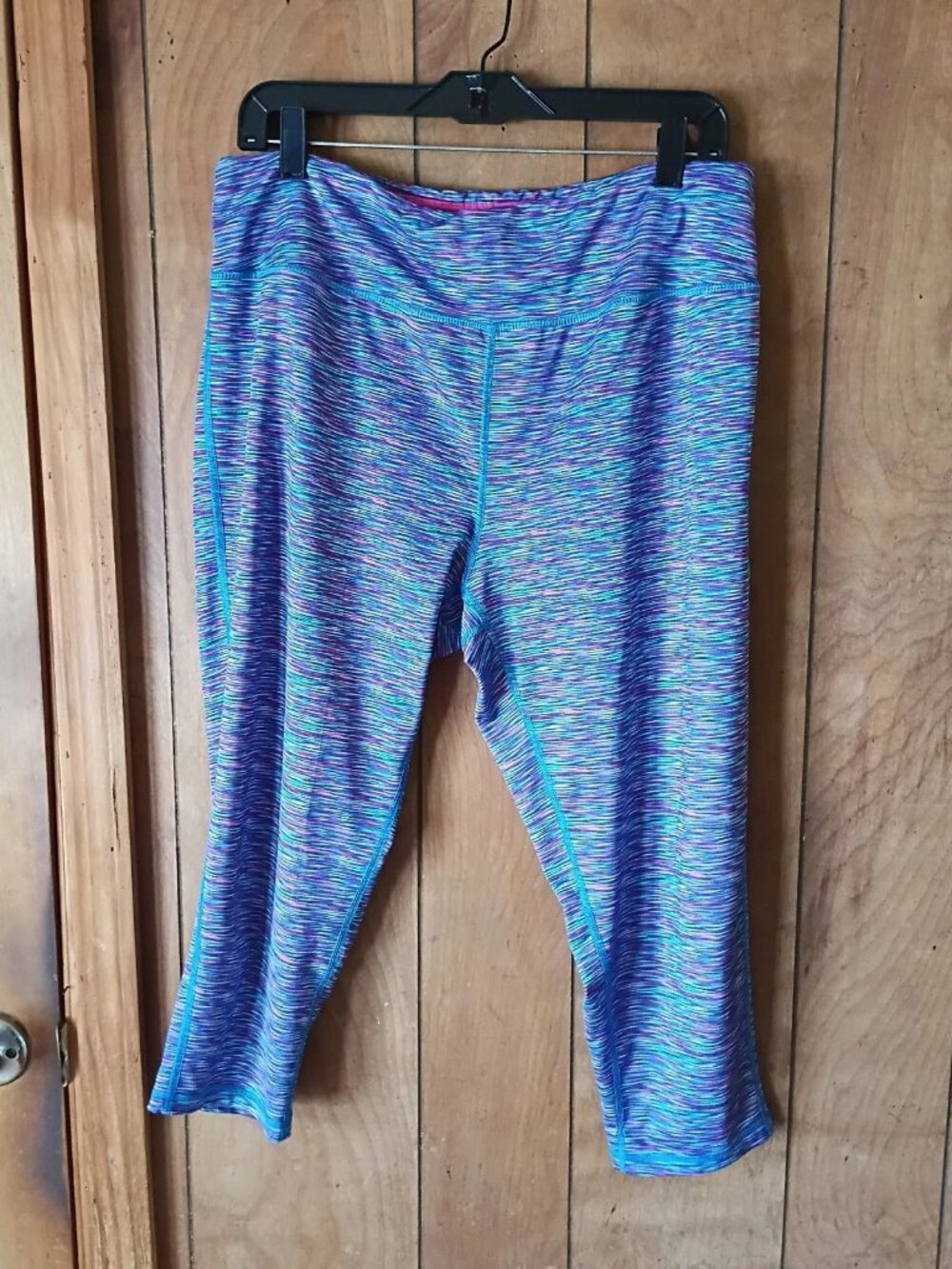 Pro Player Capri Leggings Women's 1X Blue Purple Space Dye Activewear Stretch